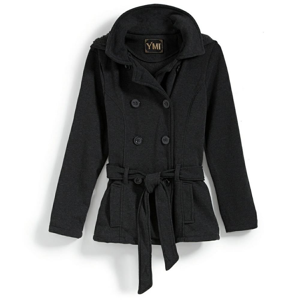 Junior's YMI Fleece Double Breasted Pea Coat